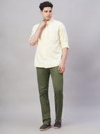 Men's Cotton Lycra Regular Fit Side Pocket Pant Olive