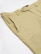 Men's Khaki 100% Linen Regular Fit Pant