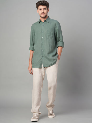 Men's Natural 100% Linen Regular Fit Pant