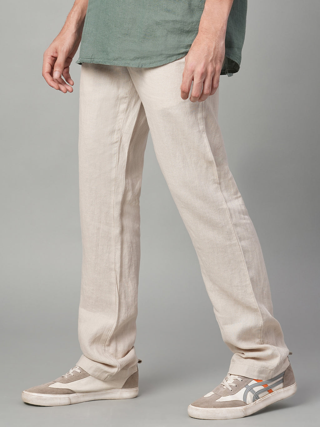 Men's Natural 100% Linen Regular Fit Pant