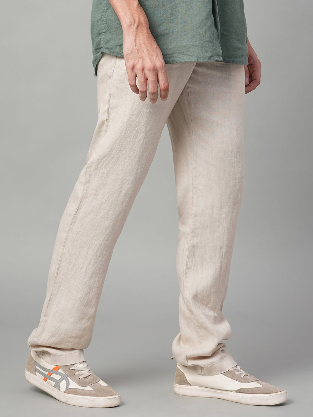 Men's Natural 100% Linen Regular Fit Pant