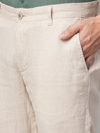Men's Natural 100% Linen Regular Fit Pant