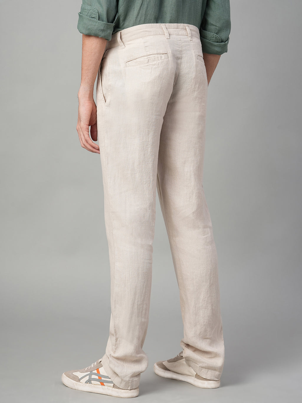 Men's Natural 100% Linen Regular Fit Pant