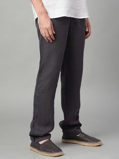 Men’s Linen Regular Fit Side Pant Slate