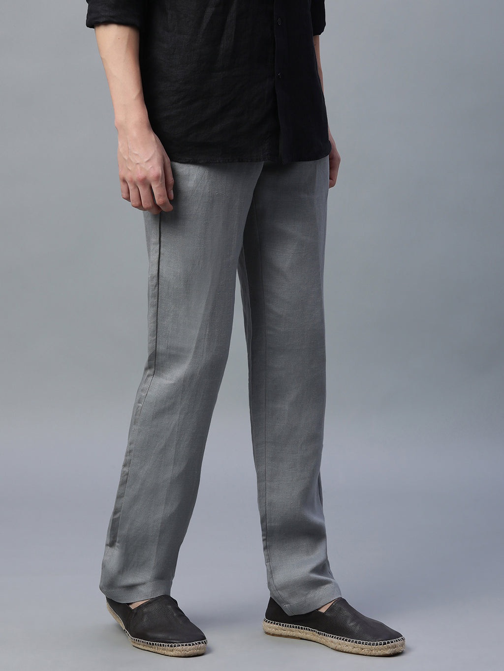Men's Grey Linen Excel Regular Fit Pant