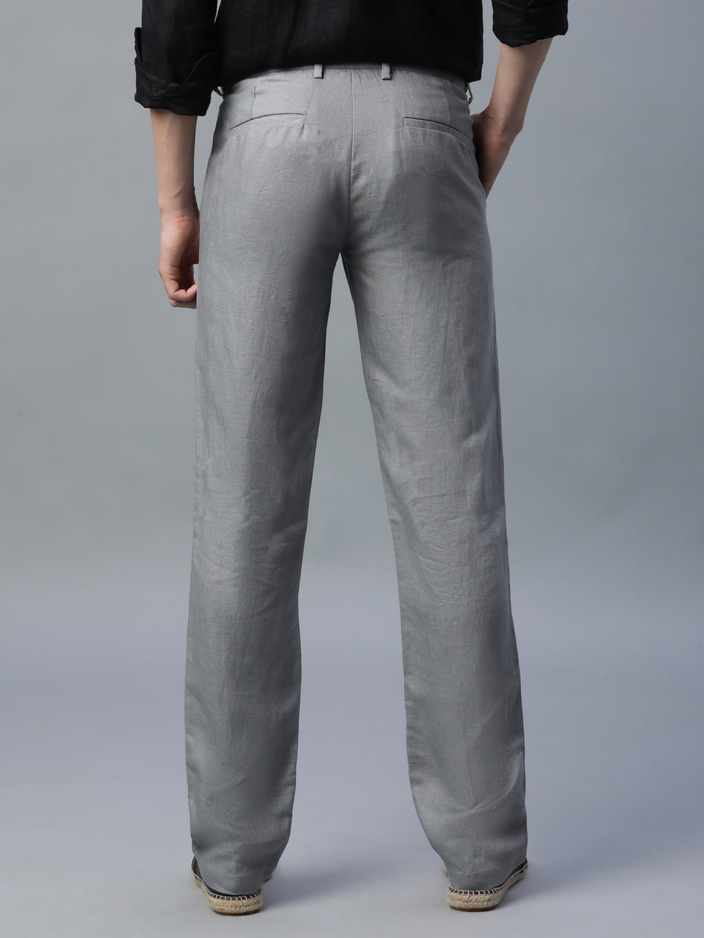 Men's Grey Linen Excel Regular Fit Pant