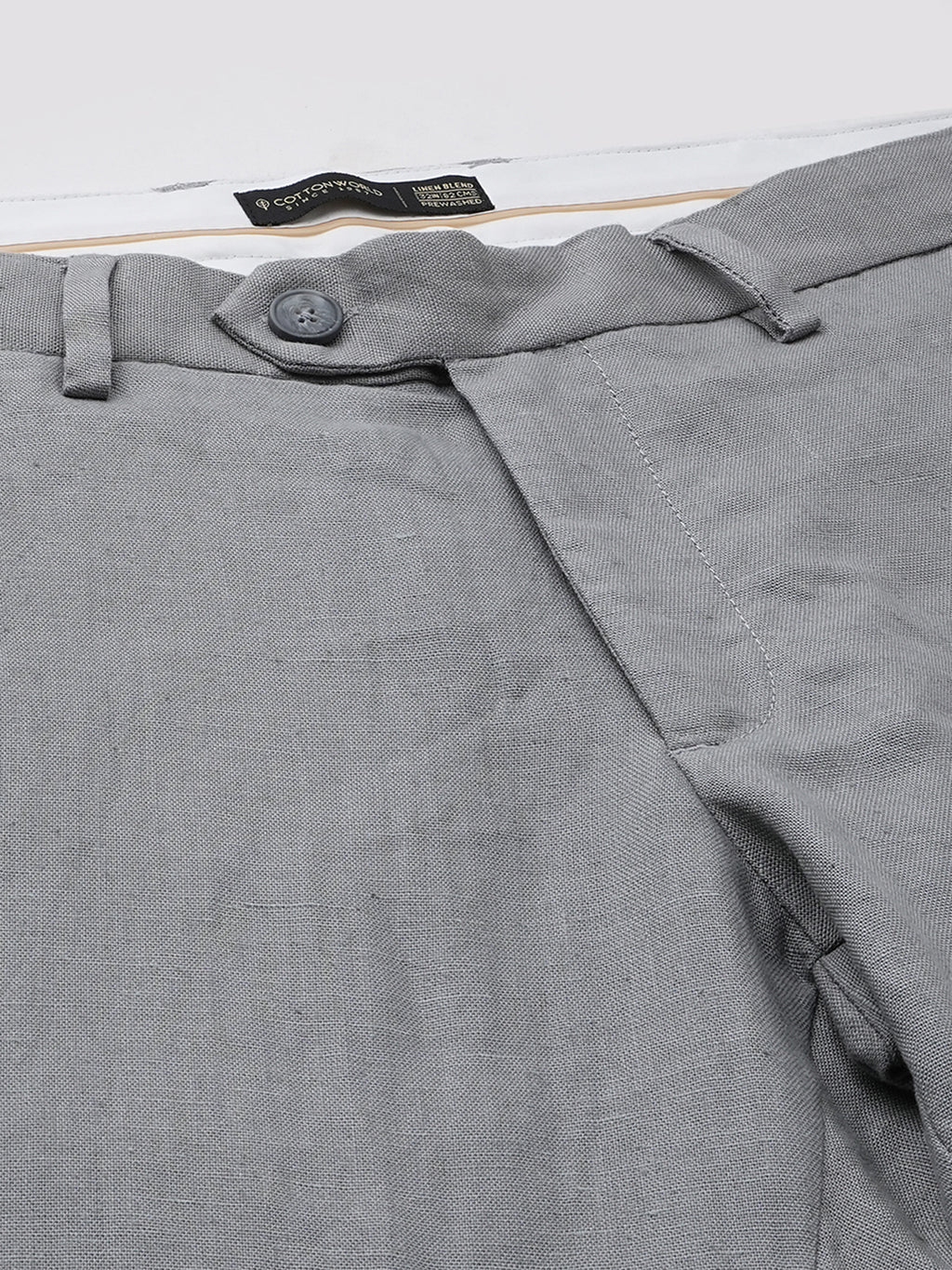 Men's Grey Linen Excel Regular Fit Pant