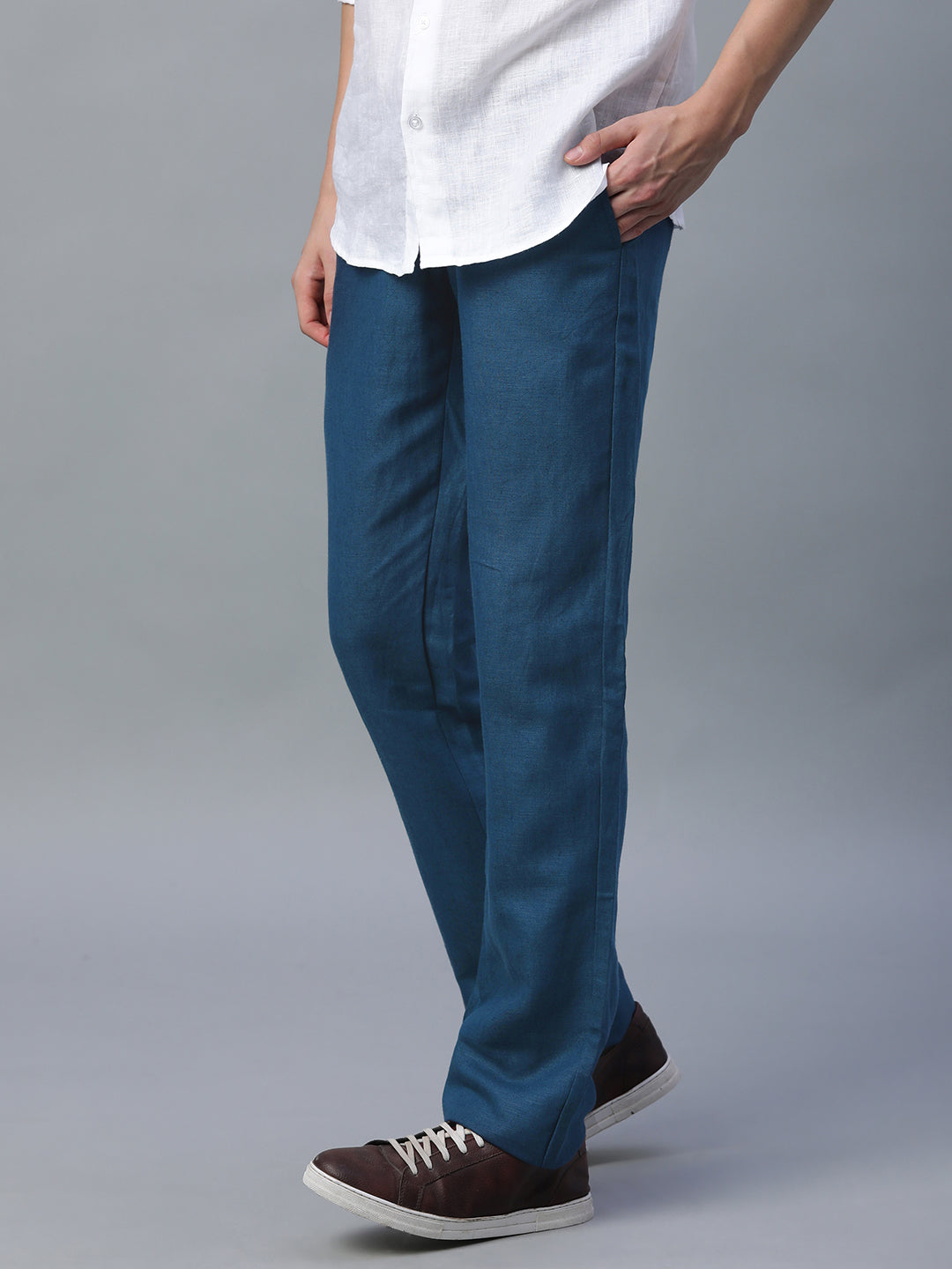Men's Navy Linen Excel Regular Fit Pant