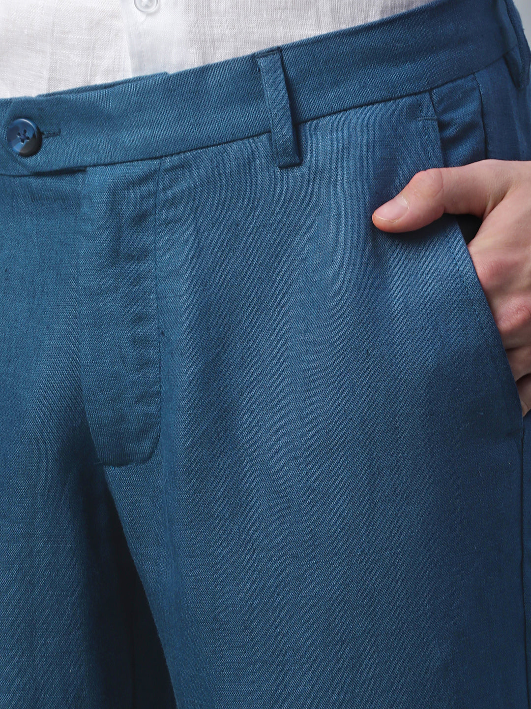 Men's Linen Excel Regular Fit Pant Navy