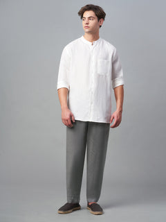 Men’s Linen Regular Fit Drawstring Pant Grey