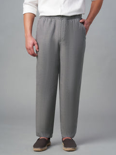 Men’s Linen Regular Fit Drawstring Pant Grey