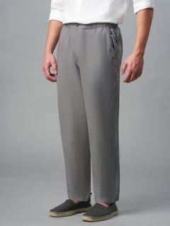 Men’s Linen Regular Fit Drawstring Pant Grey