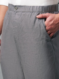 Men’s Linen Regular Fit Drawstring Pant Grey