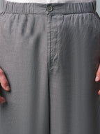 Men's Grey 100% Linen Regular Fit Pant
