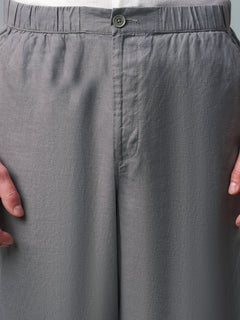 Men’s Linen Regular Fit Drawstring Pant Grey