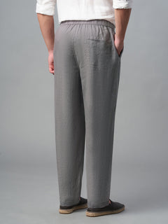 Men’s Linen Regular Fit Drawstring Pant Grey