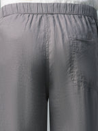 Men's Grey 100% Linen Regular Fit Pant
