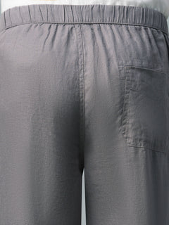 Men’s Linen Regular Fit Drawstring Pant Grey