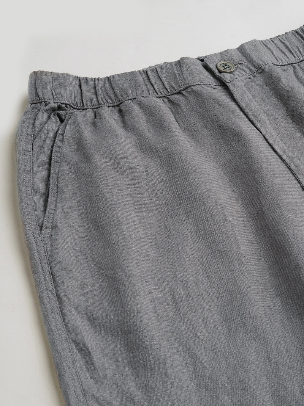 Men's Grey 100% Linen Regular Fit Pant