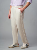 Men's Natural 100% Linen Regular Fit Pant
