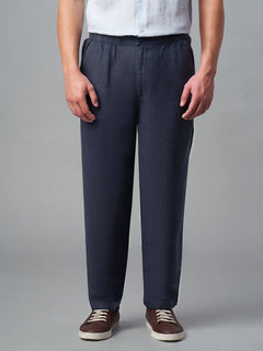 Men’s Linen Regular Fit Drawstring Pant Navy