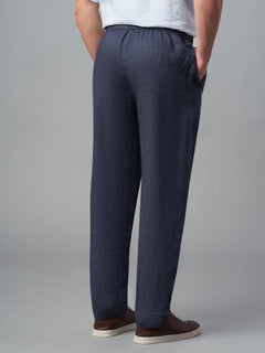 Men’s Linen Regular Fit Drawstring Pant Navy