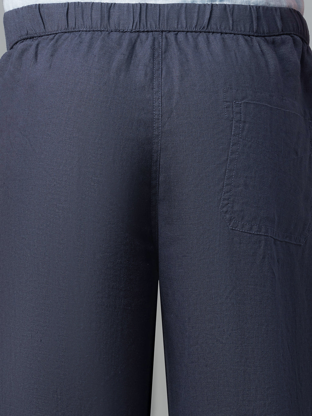 Men's Navy 100% Linen Regular Fit Pant