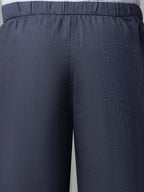 Men's Navy 100% Linen Regular Fit Pant