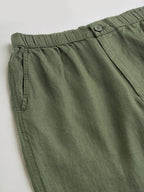 Men's Olive 100% Linen Regular Fit Pant