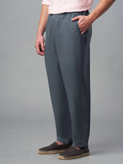 Men’s Linen Regular Fit Drawstring Pant Slate
