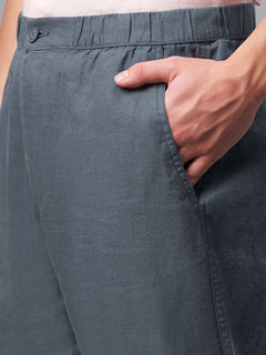 Men’s Linen Regular Fit Drawstring Pant Slate