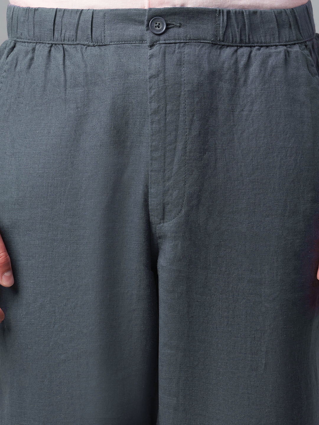 Men's Slate 100% Linen Regular Fit Pant