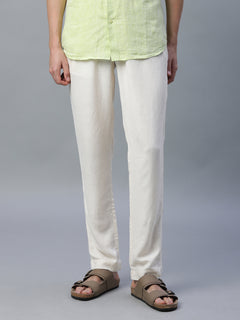 Men’s Linen Viscose Regular Fit Pant Cream