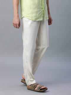 Men’s Linen Viscose Regular Fit Pant Cream
