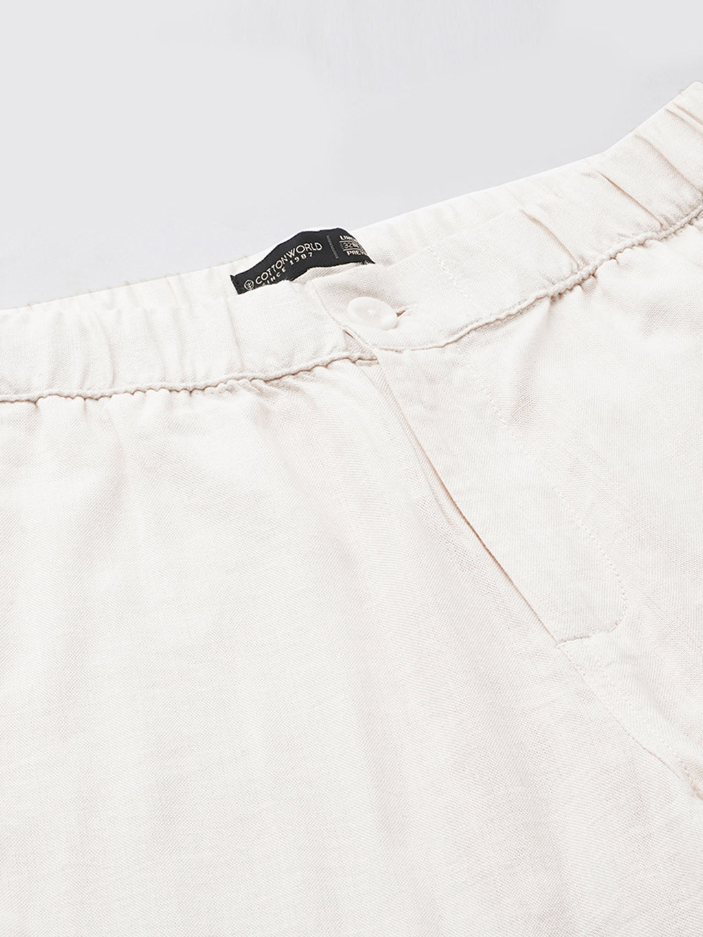 Men's Linen Viscose Regular Fit Pant Cream