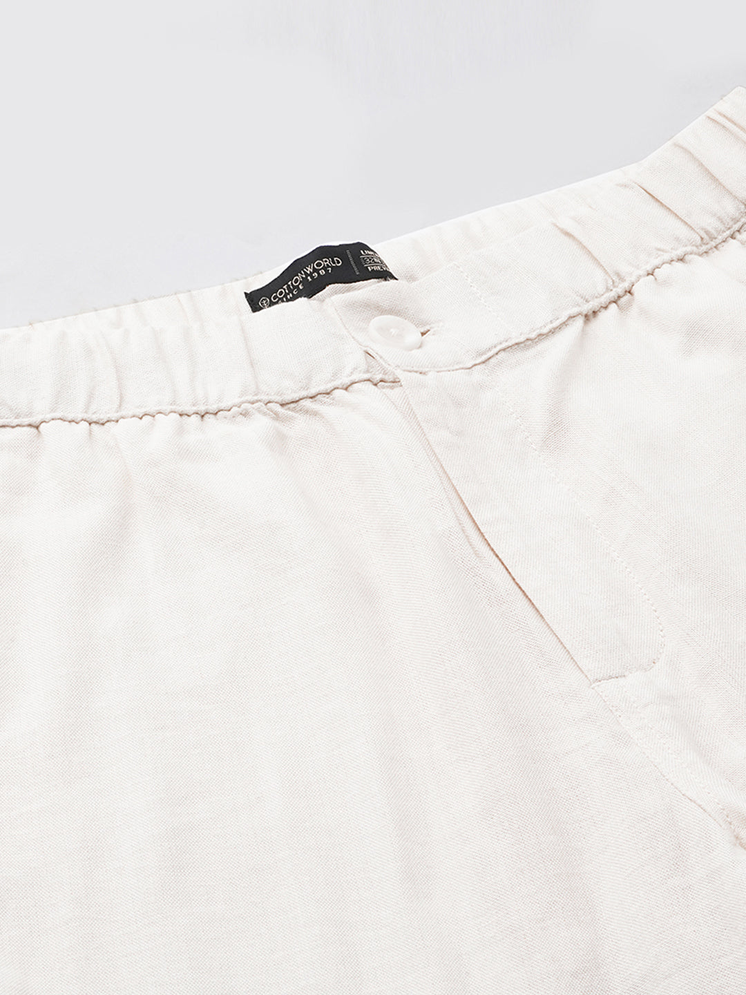 Men's Linen Viscose Regular Fit Pant Cream