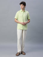 Men's Linen Viscose Regular Fit Pant Cream