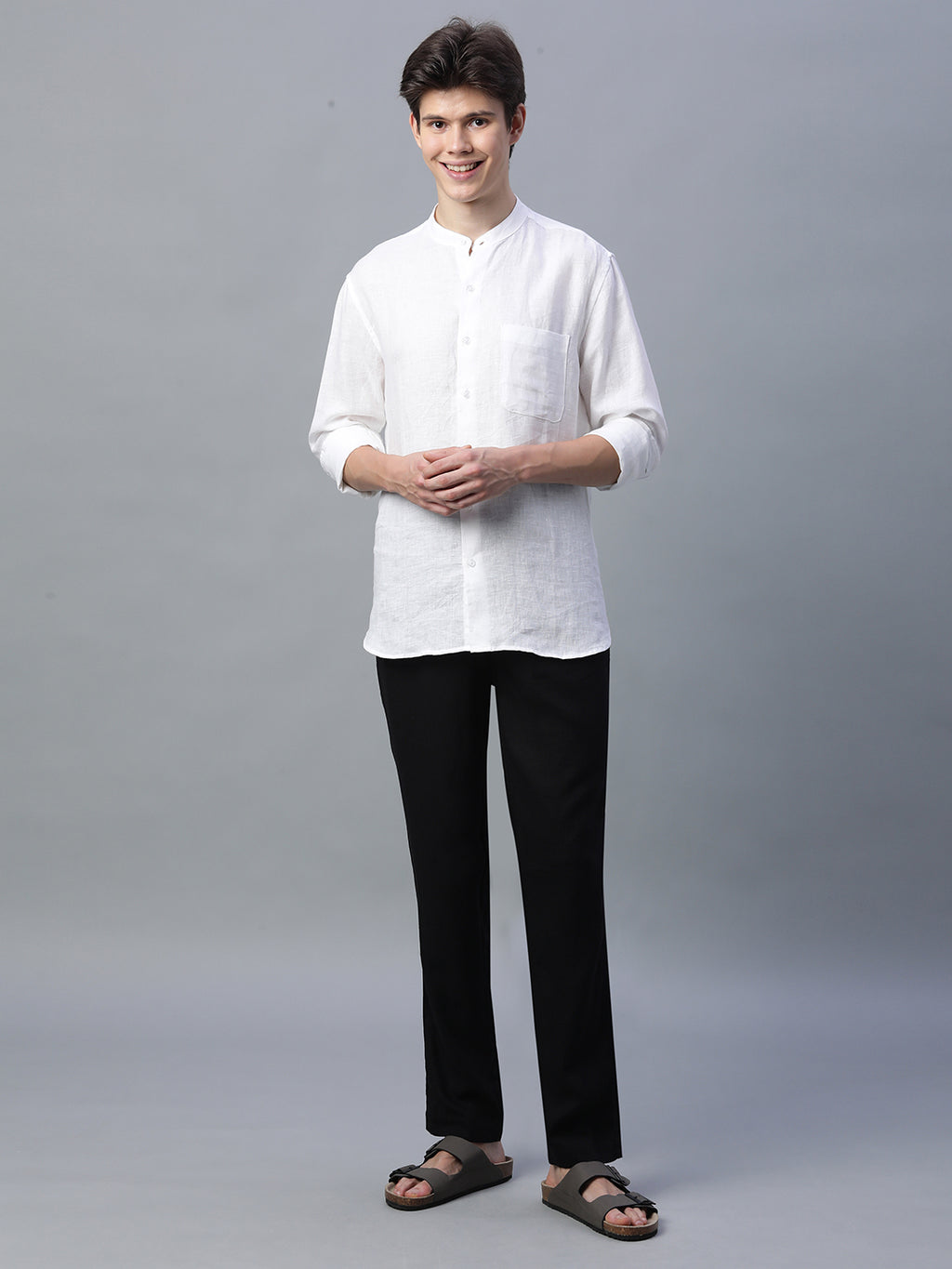 Men's Slate Grey Linen Viscose Regular Fit Pant