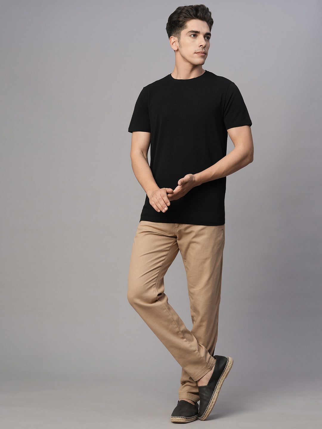 Men's Khaki Cotton Linen Slim Fit Pant