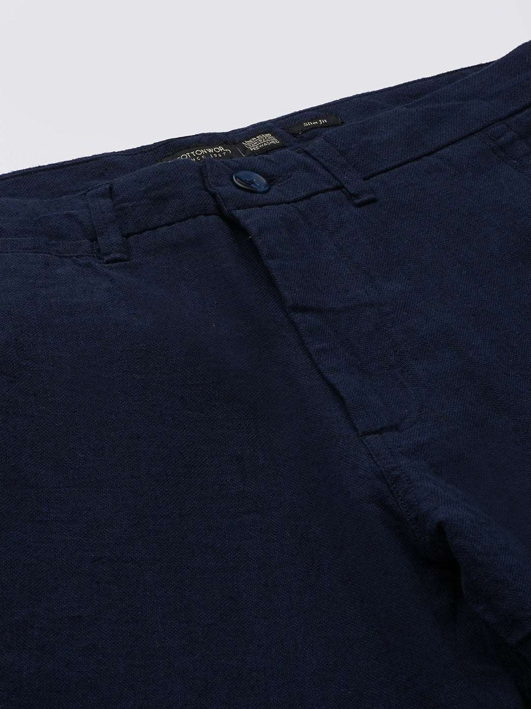 Men's Navy Cotton Linen Slim Fit Pant