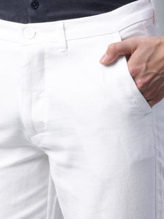 Men’s Cotton Linen Slim Fit Pant White