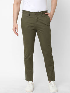 Men's Cotton Lycra Slim Fit Pant Olive