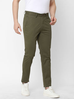 Men's Cotton Lycra Slim Fit Pant Olive