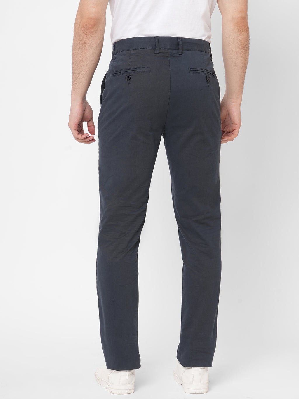 Men's Navy Cotton Lycra Slim Fit Pant