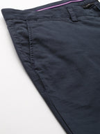 Men's Navy Cotton Lycra Slim Fit Pant