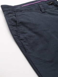 Men's Cotton Lycra Slim Fit Pants Navy