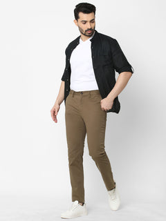 Men’s Cotton Lycra Slim Fit Pant Light Brown