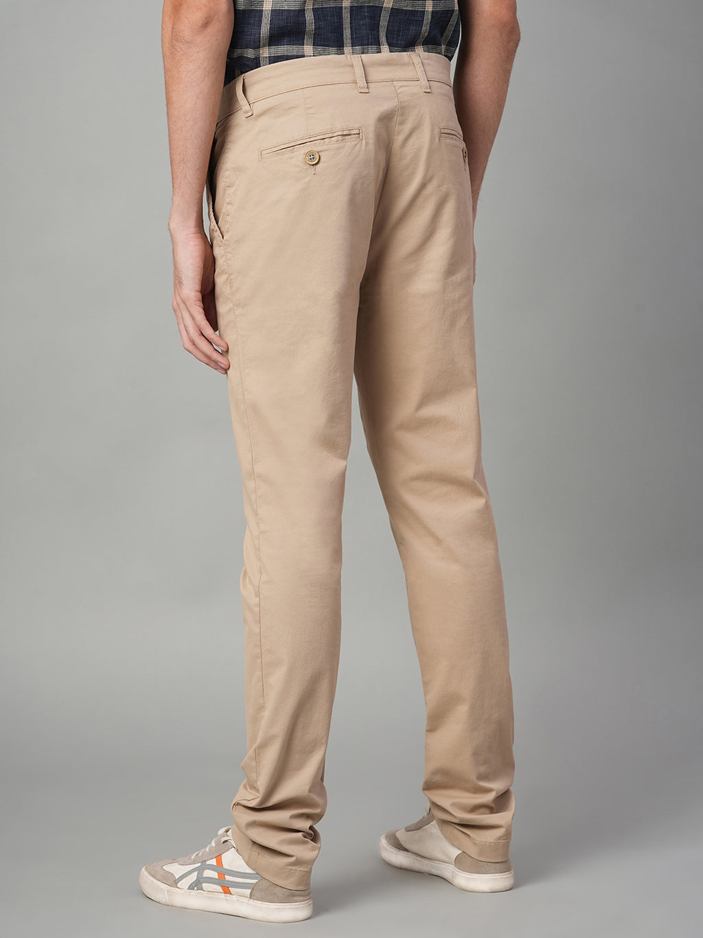 Men's Khaki Cotton Lycra Slim Fit Pant