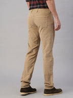 Men's Corduroy Khaki 100% Cotton Lycra Slim Fit Pant