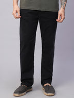 Men's Black Cotton Lycra Slim Fit Pant